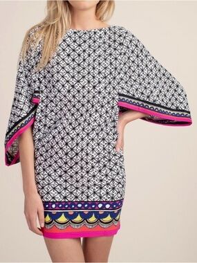 Trina Turk Black and White Floral Geometric Dress